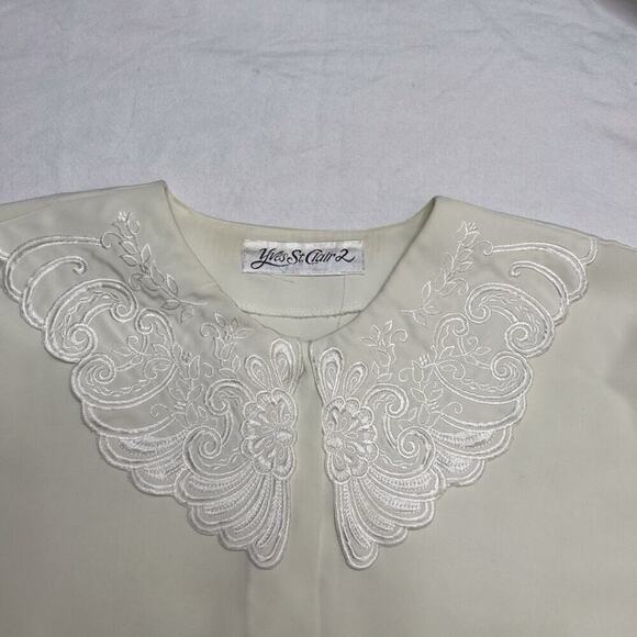 Yves St. Clair Vintage Embroidered Blouse Floral Pilgrim Collar Long Sleeve - Picture 3 of 13